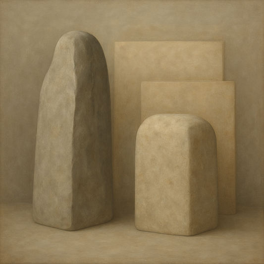 Driftwood Grey & Weathered Stone Monolith No. 27 Oil Painting 100% Hand Painted Oil on Belgian Linen Canvas, Original Fine Art Wall Decor