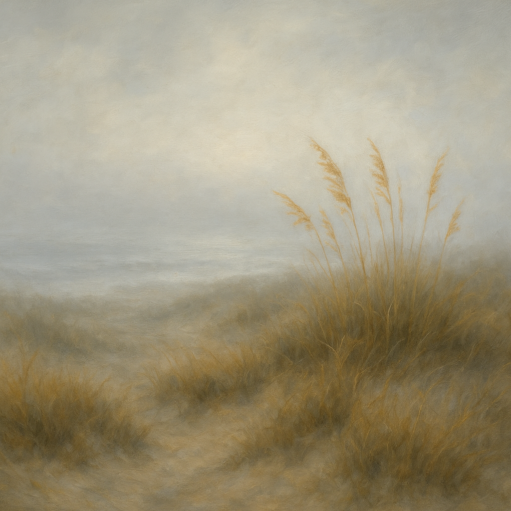 Ethereal Coastal Sea Fog over Silent Dunes No. 9 Fine Art Oil Painting - View 1