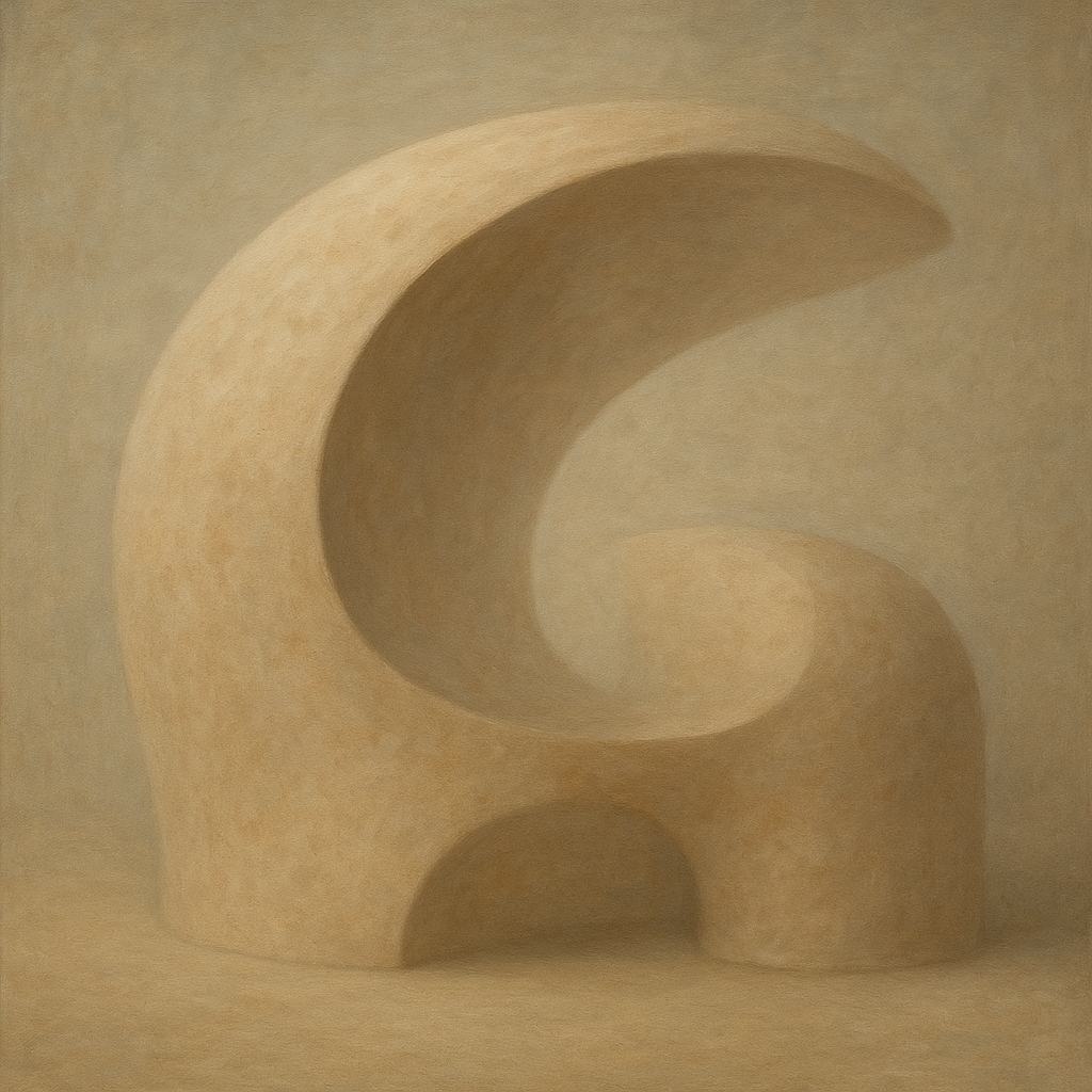 Soft Architectural Curve in Desert Bone No. 29 Oil Painting 100% Hand Painted Oil on Belgian Linen Canvas, Original Fine Art Wall Decor