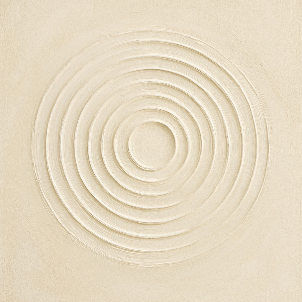 Concentric Zen Circles in Ivory No. 8 - Modern Fine Art Oil Painting - View 1