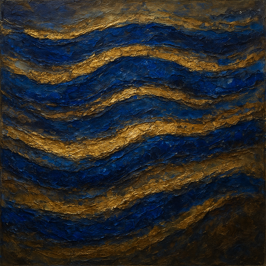 Royal Lapis Lazuli & Gold Leaf Strata No. 3 Oil Painting - 100% Hand-Painted Master Oil Painting