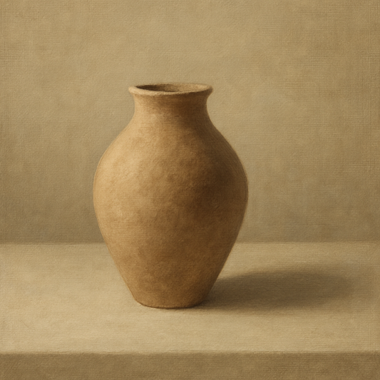 Organic Clay Vessel & Solitary Shadow No. 8 Oil Painting 100% Hand Painted Oil on Belgian Linen Canvas, Original Fine Art Wall Decor