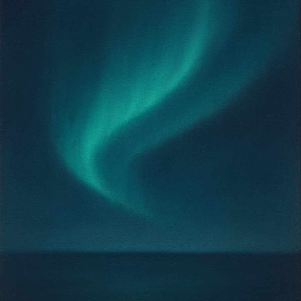 Aurora Borealis Veil in Deep Midnight Indigo No. 7 Oil Painting - View 1