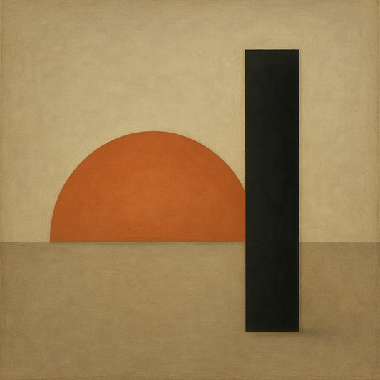 Semicircle Horizon & Minimalist Pillar No. 14 Oil Painting 100% Hand Painted Oil on Belgian Linen Canvas, Original Fine Art Wall Decor