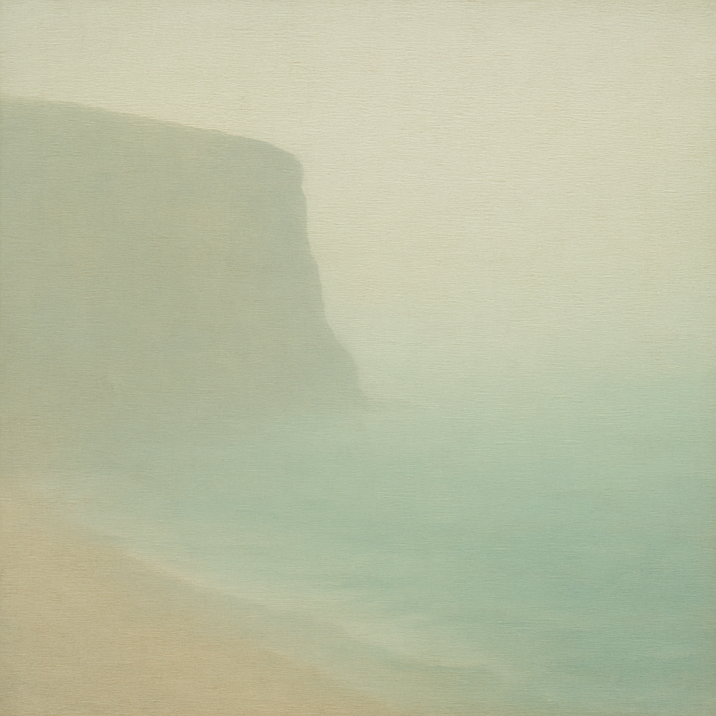 Solitary Headland in Fog No. 9 - Modern Fine Art Oil Painting - View 1