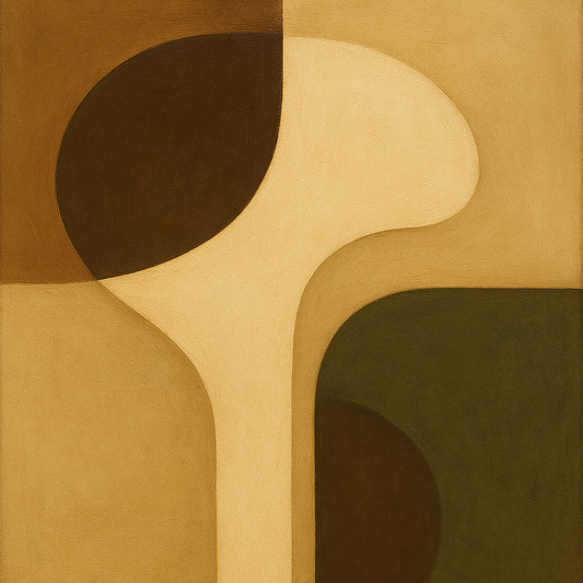 Minimalist Asymmetrical Balance in Raw Umber No. 25 Oil Painting 100% Hand Painted Oil on Belgian Linen Canvas, Original Fine Art Wall Decor