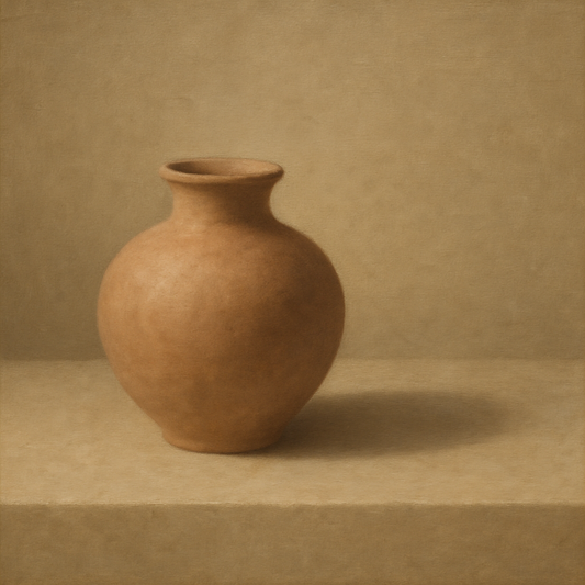 Organic Clay Vessel & Solitary Shadow No. 2 Oil Painting - View 1