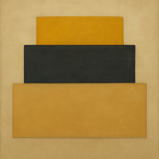 Stacked Horizon Blocks in Mustard & Charcoal No. 18 Oil Painting 100% Hand Painted Oil on Belgian Linen Canvas, Original Fine Art Wall Decor