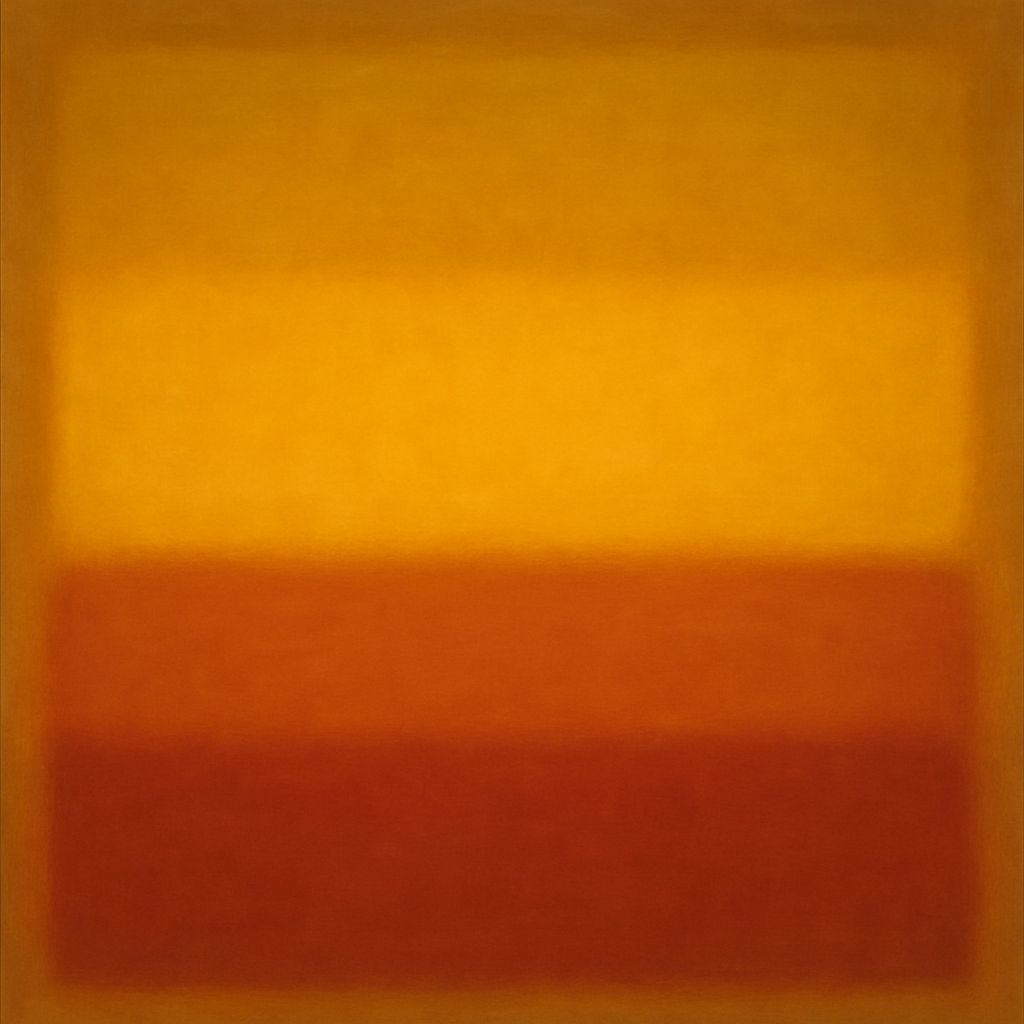 Luminous Ochre & Terracotta Horizon Color Field No. 14 Oil Painting 100% Hand Painted Oil on Belgian Linen Canvas, Original Fine Art Wall Decor