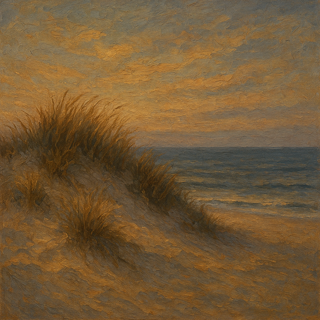 Nantucket Dune at Dusk Seascape Oil Painting - View 1