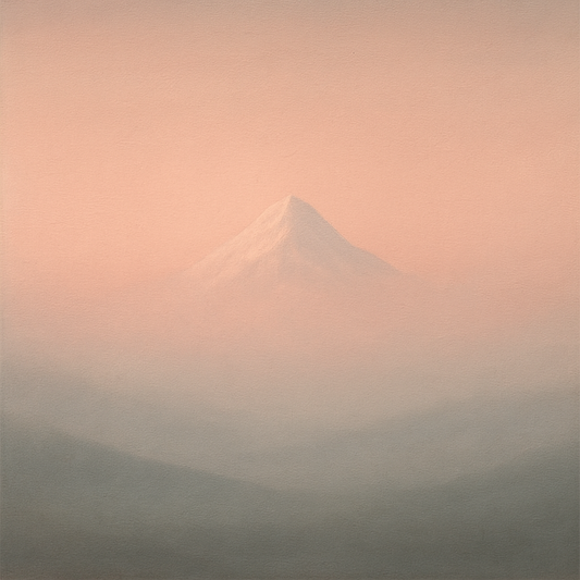 Pale Alpenglow over Distant Glacial Peak No. 11 Oil Painting 100% Hand Painted Oil on Belgian Linen Canvas, Original Fine Art Wall Decor