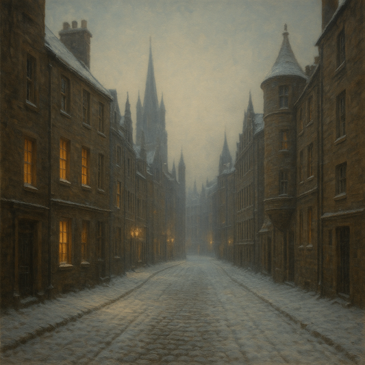 Edinburgh Old Town Royal Mile in Snow No. 27 Oil Painting 100% Hand Painted Oil on Belgian Linen Canvas, Original Fine Art Wall Decor