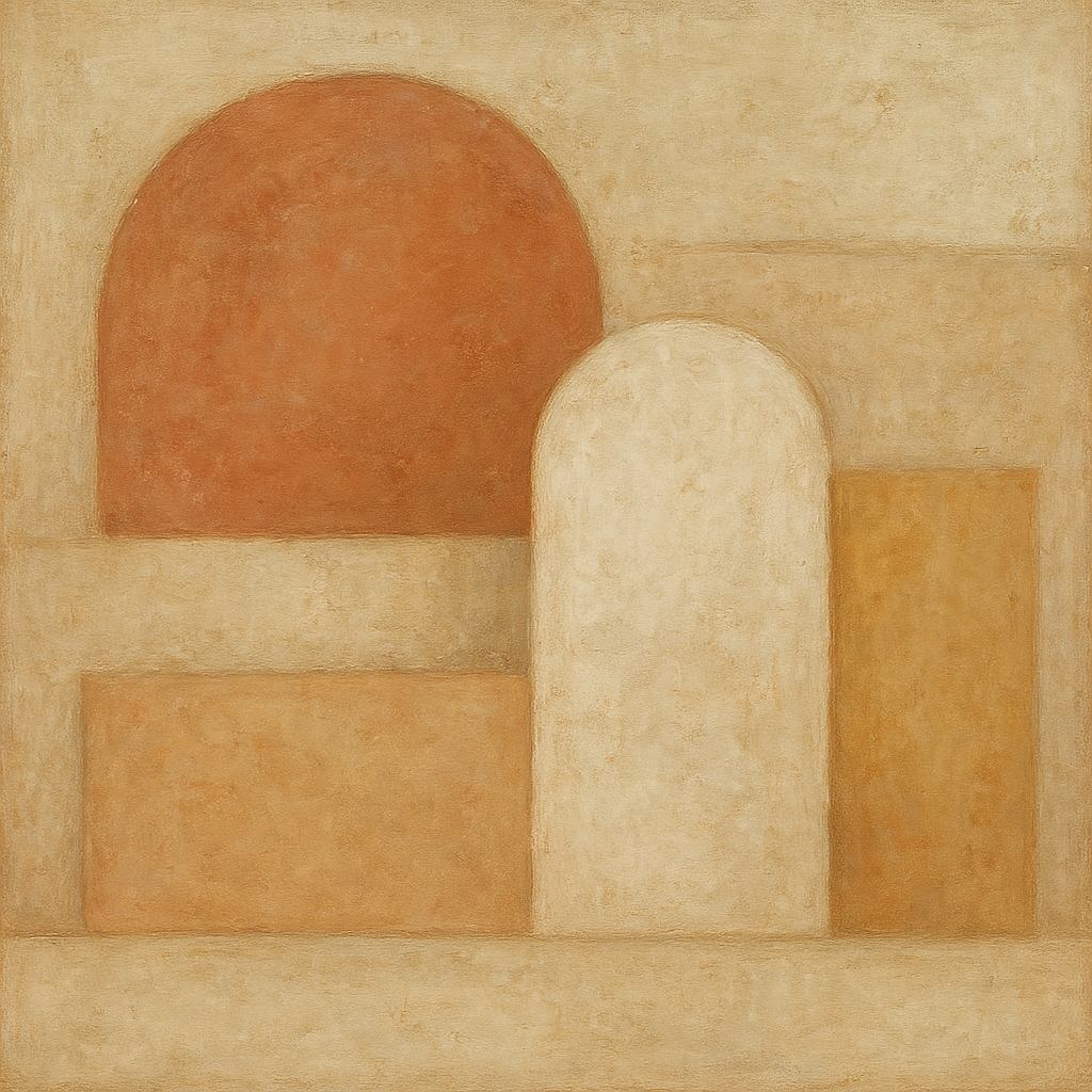 Earthy Terracotta & Weathered Plaster Wash No. 12 Oil Painting - View 1