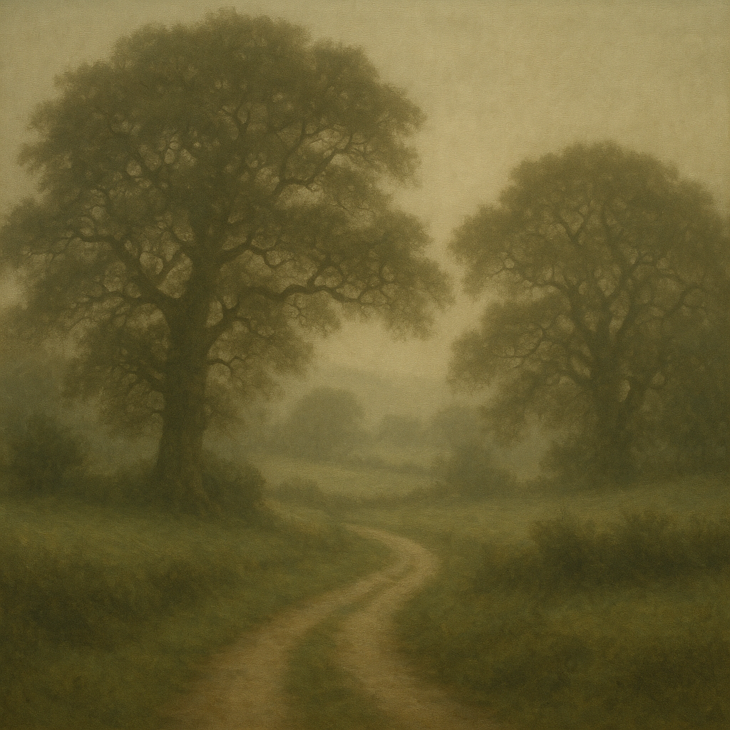Misty English Countryside Lane No. 3 Oil Painting - View 1