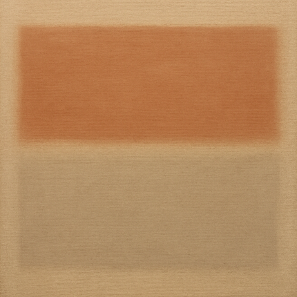 Terracotta & Greige Earth Bands No. 6 - Modern Fine Art Oil Painting - View 1