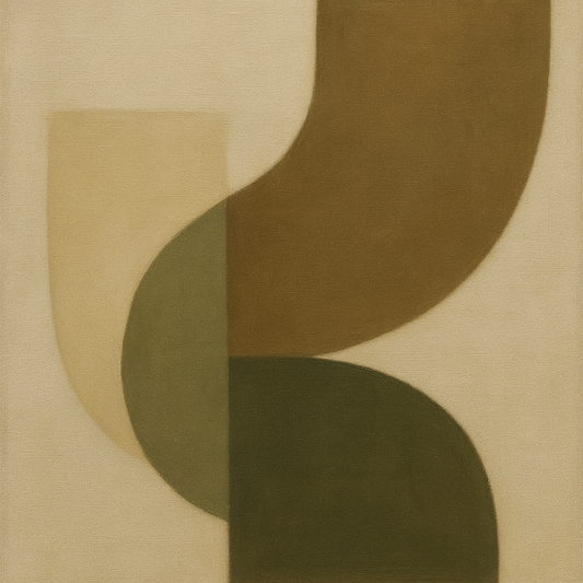 Minimalist Asymmetrical Balance in Raw Umber No. 14 Oil Painting - View 1