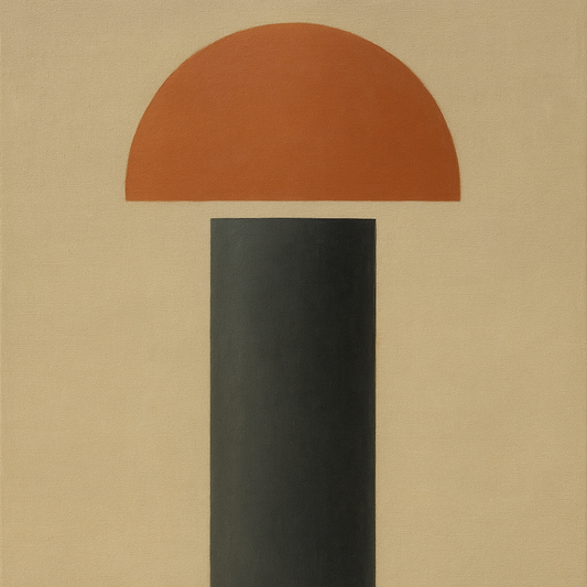Semicircle Horizon & Minimalist Pillar No. 2 Oil Painting 100% Hand Painted Oil on Belgian Linen Canvas, Original Fine Art Wall Decor