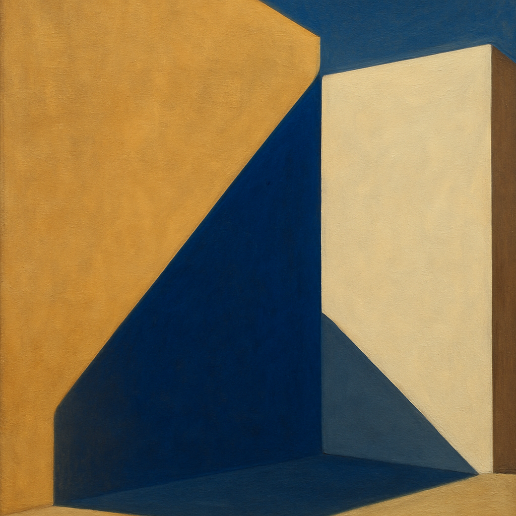 Sun & Shadow Architectural Facade Geometry No. 12 Fine Art Oil Painting - View 1