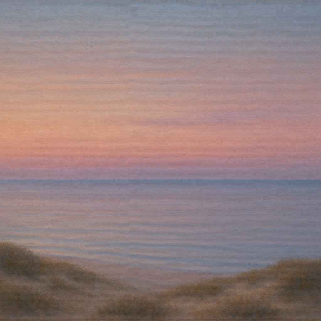 Pastel Dusk Horizon over Calm Atlantic Waters No. 20 Oil Painting - View 1