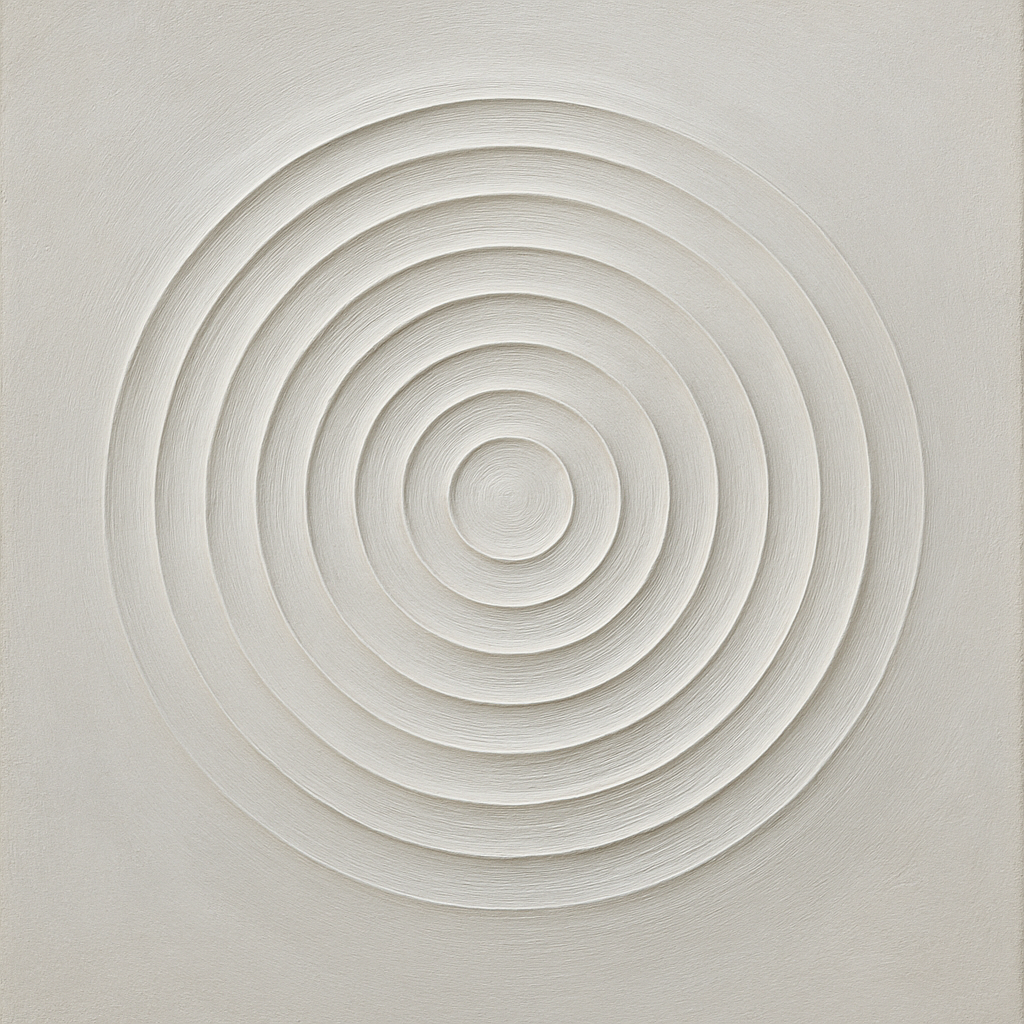 Concentric Zen Circles in Ivory No. 8 - Modern Fine Art Oil Painting - View 1
