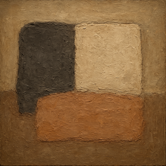 Mineral Ash and Clay Minimalist Wabi-Sabi Oil Painting - View 1