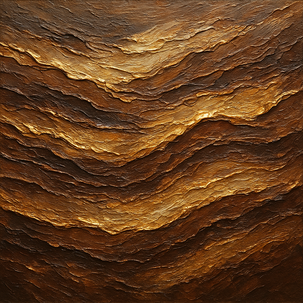 Molten Bronze Strata Heavy Impasto Oil Painting - View 1