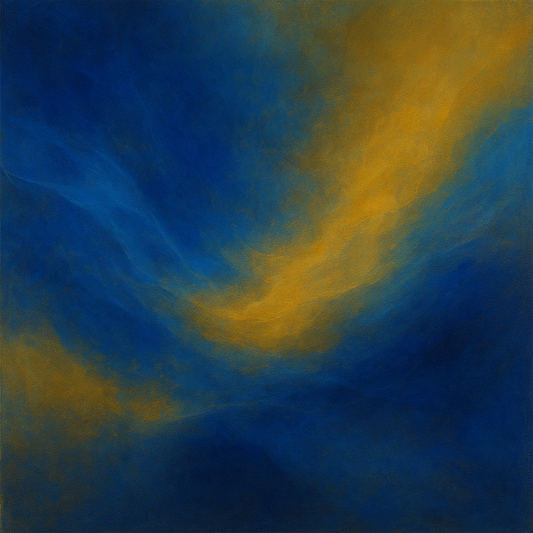 Lapis Lazuli & Golden Ochre Luminous Field No. 9 Oil Painting 100% Hand Painted Oil on Belgian Linen Canvas, Original Fine Art Wall Decor