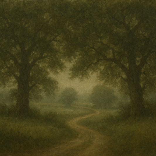 Misty English Countryside Lane No. 7 Oil Painting 100% Hand Painted Oil on Belgian Linen Canvas, Original Fine Art Wall Decor