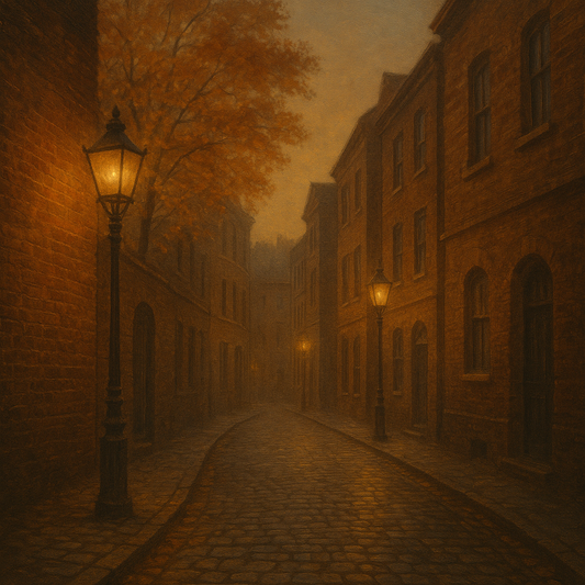 London Gaslamp Alley in Autumn Dusk No. 13 Oil Painting - View 1