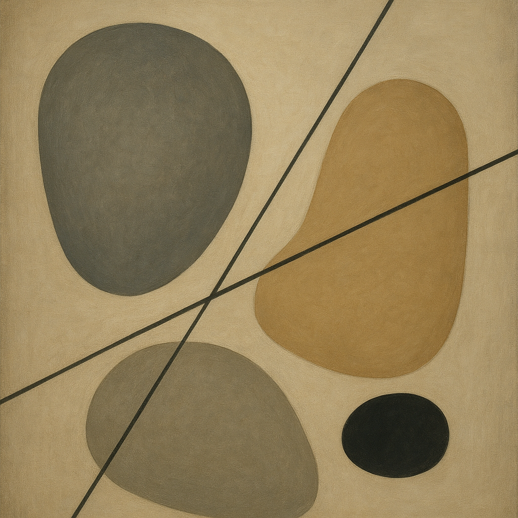 Organic Pebble Contours & Slanted Lines No. 8 Oil Painting - View 1