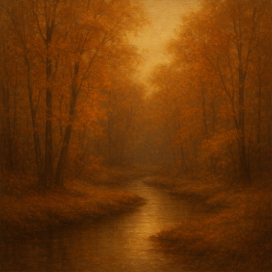 Secluded Woodland Brook in Autumn Glow No. 9 Oil Painting 100% Hand Painted Oil on Belgian Linen Canvas, Original Fine Art Wall Decor