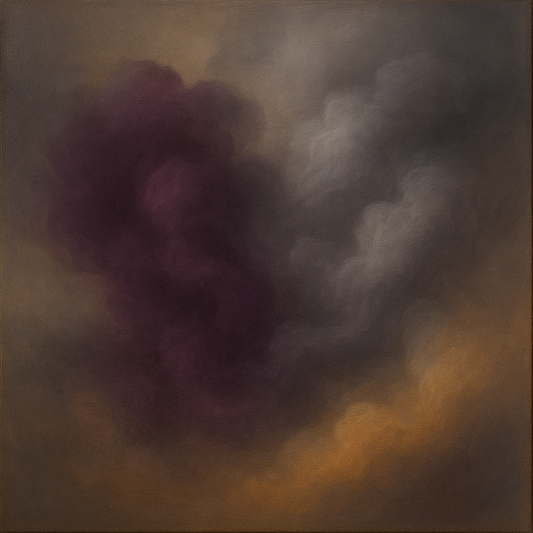 Gilded Plum & Soft Smoke Cloud Harmony No. 16 Oil Painting 100% Hand Painted Oil on Belgian Linen Canvas, Original Fine Art Wall Decor