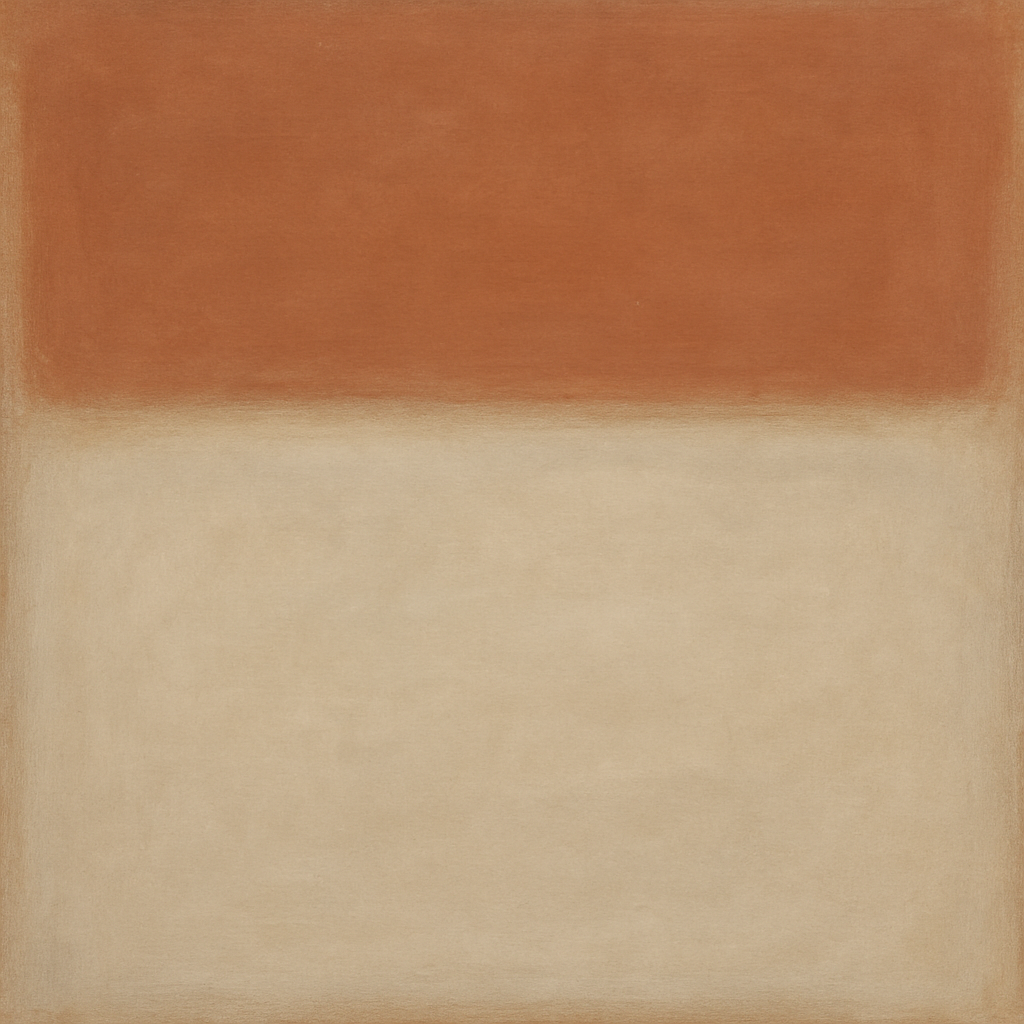 Terracotta & Greige Earth Bands No. 6 - Modern Fine Art Oil Painting - View 1