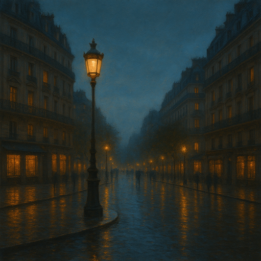 Rainy Parisian Boulevard at Twilight No. 10 Oil Painting 100% Hand Painted Oil on Belgian Linen Canvas, Original Fine Art Wall Decor