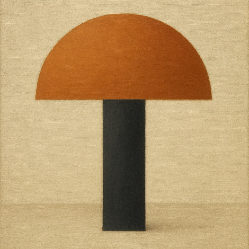 Semicircle Horizon & Minimalist Pillar No. 22 Oil Painting 100% Hand Painted Oil on Belgian Linen Canvas, Original Fine Art Wall Decor