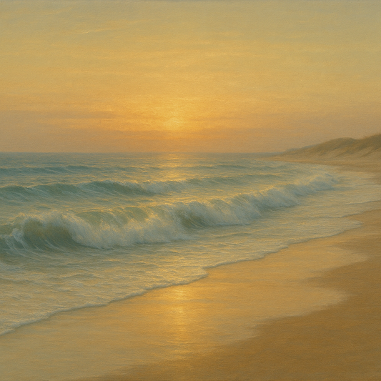 Gentle Breaking Waves & Wet Beach Reflection No. 5 Oil Painting 100% Hand Painted Oil on Belgian Linen Canvas, Original Fine Art Wall Decor