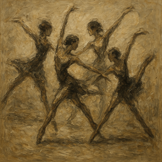 Gestural Dancers in Motion Figurative Oil Painting - View 1