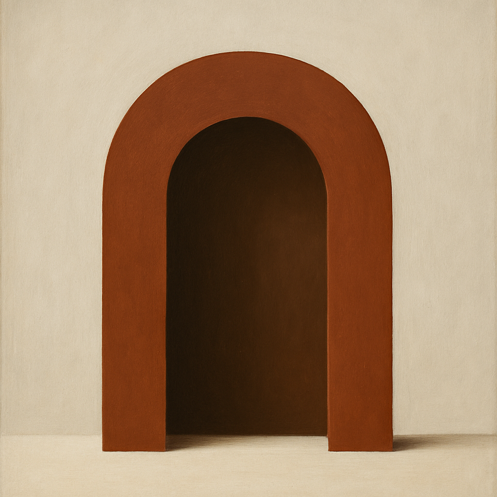 Terracotta Clay & Cream Arch No. 4 - Modern Fine Art Oil Painting - View 1