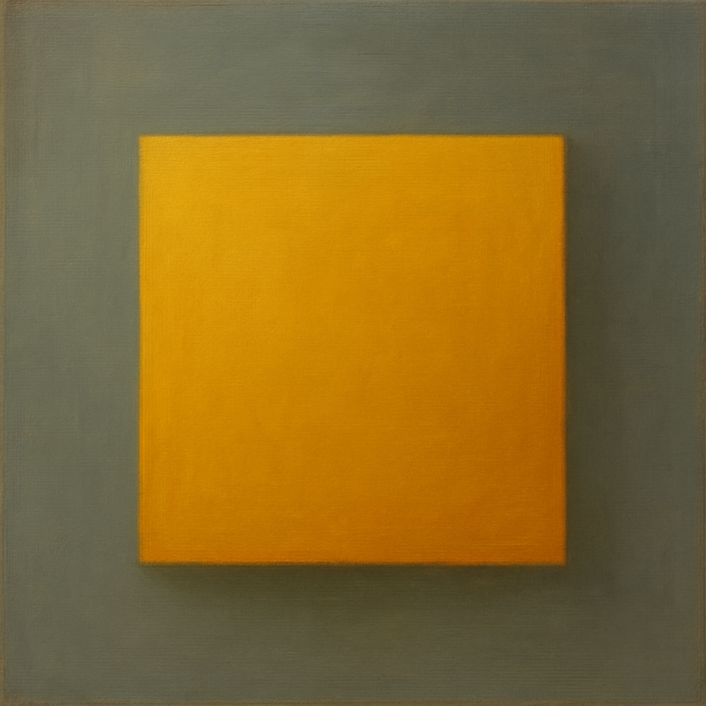 Cadmium Amber & Slate Grey Block No. 10 - Modern Fine Art Oil Painting - View 1