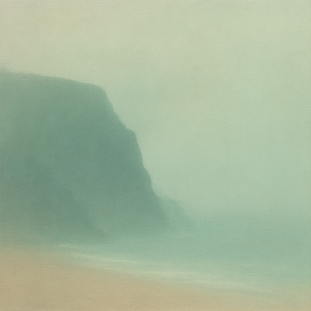 Solitary Headland in Fog No. 9 - Modern Fine Art Oil Painting - View 1