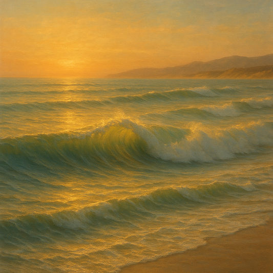 Golden Hour Sunlight on Ocean Swells No. 9 Oil Painting 100% Hand Painted Oil on Belgian Linen Canvas, Original Fine Art Wall Decor