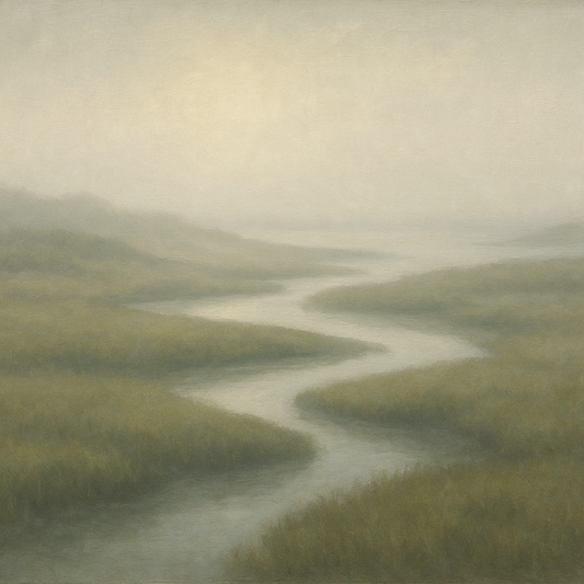 Morning Fog over Cape Cod Tidal Marsh No. 3 Oil Painting - View 1