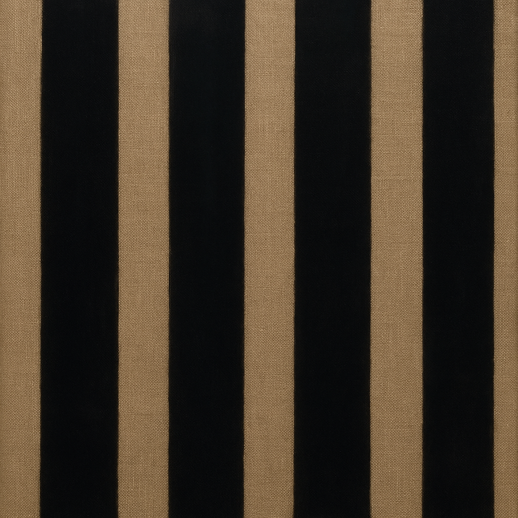 Minimalist Black Stripe & Raw Linen Rhythm No. 5 Fine Art Oil Painting - View 1