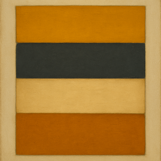 Stacked Horizon Blocks in Mustard & Charcoal No. 13 Oil Painting 100% Hand Painted Oil on Belgian Linen Canvas, Original Fine Art Wall Decor