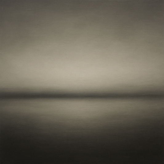 Monochrome Charcoal Drift & Soft Sfumato Horizon No. 23 Oil Painting 100% Hand Painted Oil on Belgian Linen Canvas, Original Fine Art Wall Decor