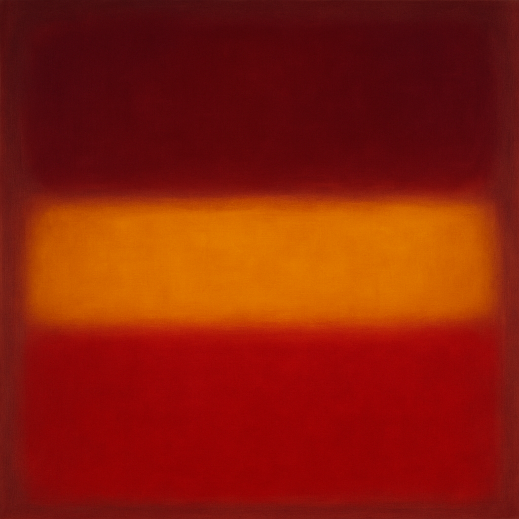Crimson Burgundy & Saffron Gold Color Vibrations No. 2 Oil Painting - View 1