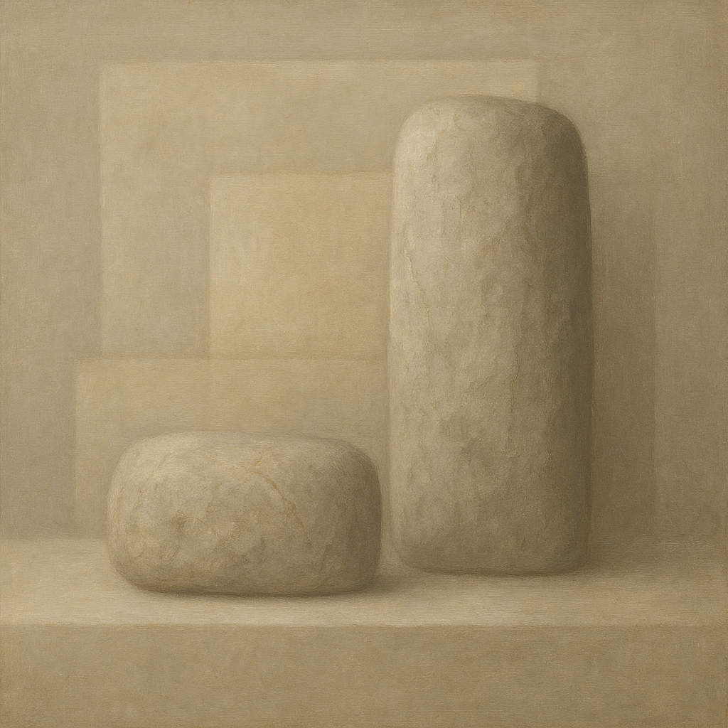 Driftwood Grey & Weathered Stone Monolith No. 11 Oil Painting - View 1