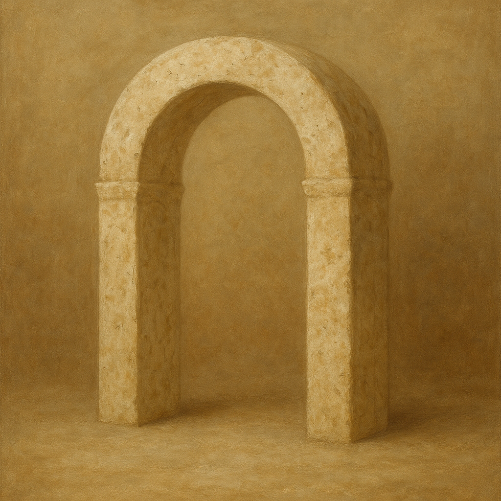 Travertine Stone Arch & Earth Tones No. 14 Oil Painting 100% Hand Painted Oil on Belgian Linen Canvas, Original Fine Art Wall Decor
