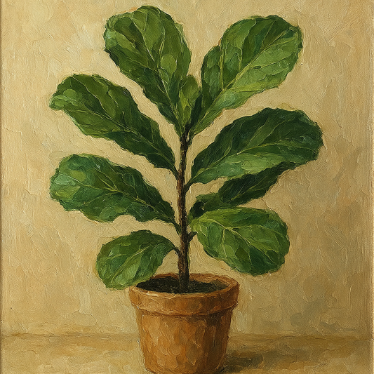Minimalist Fiddle Leaf Fig Oil Painting - View 1