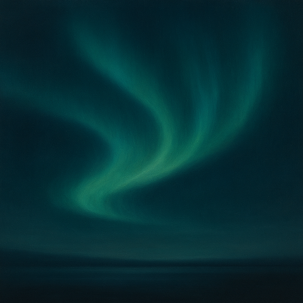 Aurora Borealis Veil in Deep Midnight Indigo No. 21 Oil Painting 100% Hand Painted Oil on Belgian Linen Canvas, Original Fine Art Wall Decor